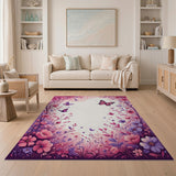 Enchanting Pink Butterfly Floral Area Rug