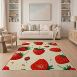 Red Strawberry Fruit Pattern Area Rug