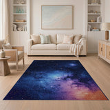 Washable Cosmic Galaxy Area Rug - Low Pile, Non-Slip & Pet Friendly
