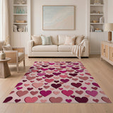 Layered Pink Hearts Area Rug