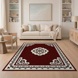 Red Maroon Persian Medallion Area Rug