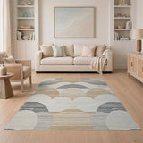 Layered Wave Beige Area Rug