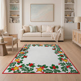 Festive Holly Berry Star Border Rug