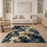 Ethereal Grey Swirl Abstract Area Rug