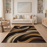 Brown and Tan Abstract Area Swirling Brown Tan Abstract Area Rug