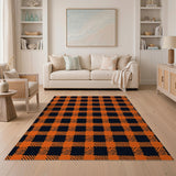 Orange Bold Orange Black Buffalo Check Area Rug