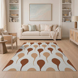 Abstract Brown Tan Teardrop Area Rug