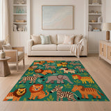 ODIKA Washable Jungle Safari Animal Rug - Non-Slip Kid & Pet Friendly Nursery Area Rug