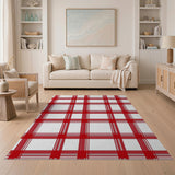 Red Gingham Check Plaid Area Rug