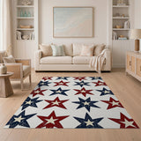 Distressed Patriotic Stars Area Rug