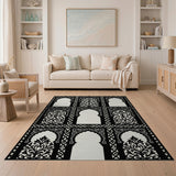 Ornate Moroccan Arch Black White Area Rug