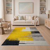 Bold Yellow Grey Geometric Modern Rug