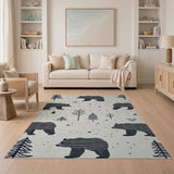 Black Bear Woodland Silhouette Area Rug