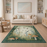 Enchanted Forest Butterflies Mushrooms Area Rug