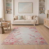 Pink Blush Pink Vintage Floral Area Rug