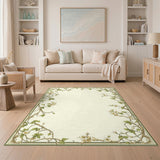 Floral Vine Border Beige Area Rug