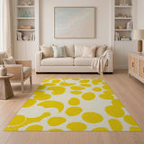 Vivid Yellow Pixelated Abstract Area Rug