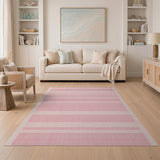 Pink Geometric Grid Area Rug