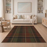Rustic Farmhouse Brown and Tan Rustic Brown Plaid Area Rug