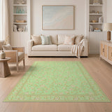 Mint Green Floral Vintage Area Rug