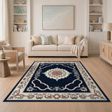Multi-color and Patterns Traditional Persian Navy Persian Floral Medallion Area Rug