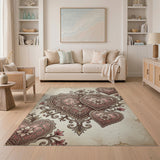 Vintage Lace Pink Heart Mandala Rug