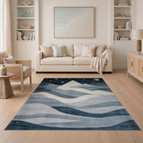 Starry Night Mountains Abstract Area Rug