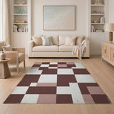 Vintage Distressed Brown Pink Patchwork Rug