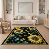 Sunflower Butterfly Floral Area Rug