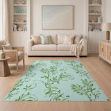 Swirling Green Leaf Vine Area Rug
