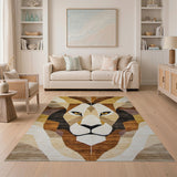 Geometric Lion Face Area Rug