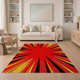 ODIKA Pop Art Comic Book Washable Area Rug - Non-Slip Red Low Pile Retro Rug