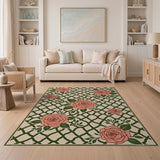 Coral Rose Trellis Area Rug