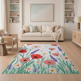 Floral Vintage Wildflower Meadow Floral Area Rug