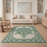 Intricate Green Mandala Persian Area Rug