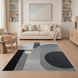 Modern Abstract Geometric Black White Area Rug