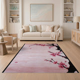 Pink Cherry Blossom Branch Floral Vintage Area Rug