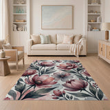 Pink Watercolor Anemone Area Rug