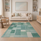 Geometric Modern Teal Geometric Patchwork Area Rug