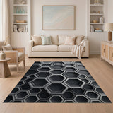 Modern Hexagon Grey Area Rug