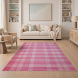 Blush Pink Plaid Checkered Area Rug