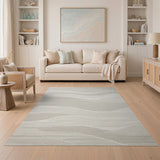 Abstract Wavy Grey Textured Area Rug