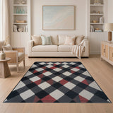 Black Grey Red Geometric Diamond Area Rug
