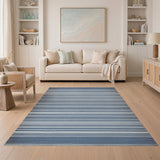 Navy Blue Striped Coastal Washable Area Rug