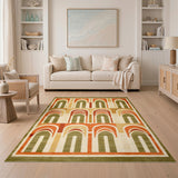 Multi-color and Patterns Layered Arch Geometric Area Rug