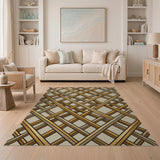 Beige and Neutral Beige Woven Lattice Area Rug