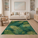 Lush Green Palm Frond Monstera Area Rug
