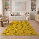 Yellow Rivet Bolt Grid Area Rug