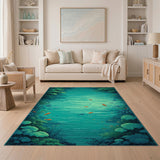Verdant Teal Koi Pond Area Rug