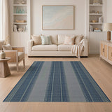 Navy and Grey Braided Striped Area Rug